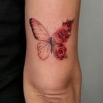 Best Rose And Butterfly Tattoo