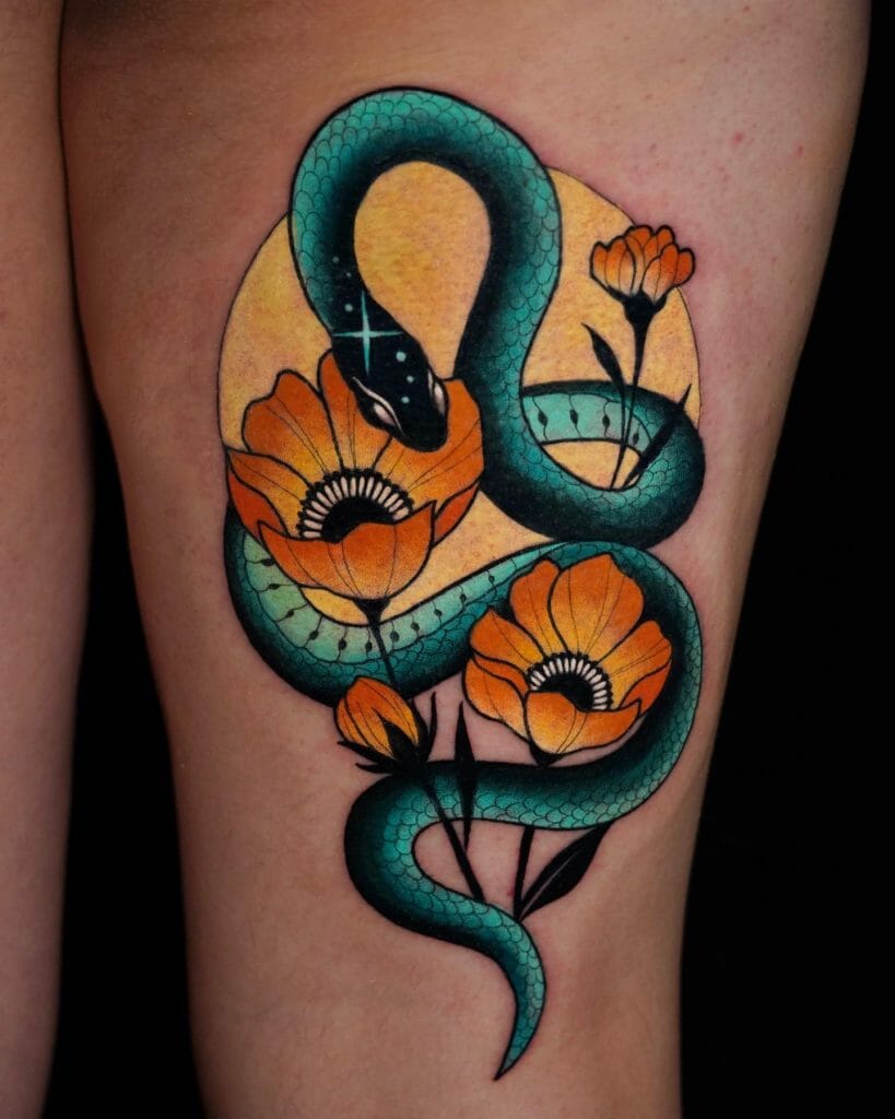 Best Snake Flower Tattoo Ideas