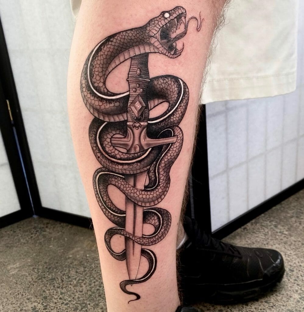 Best Snake Tattoo on leg