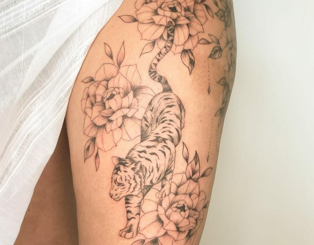 Best Tiger Thigh Tattoo