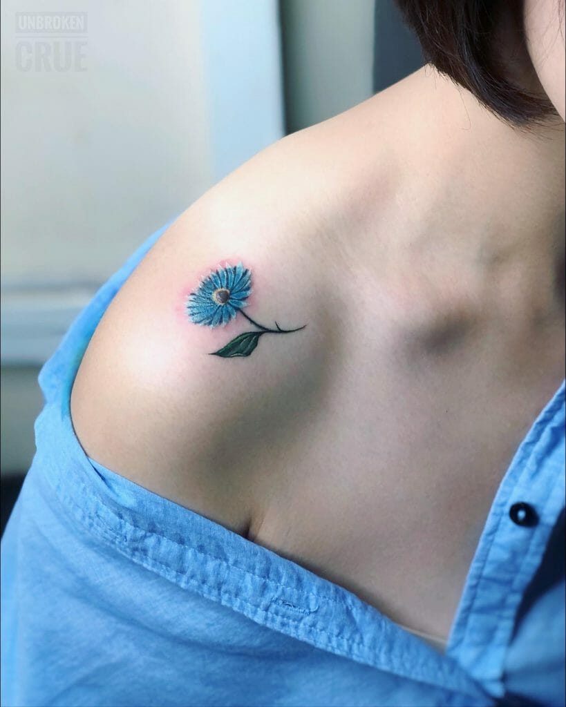 Blue Daisy Tattoo