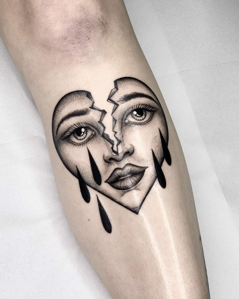 Broken Heart Face Tattoo ideas