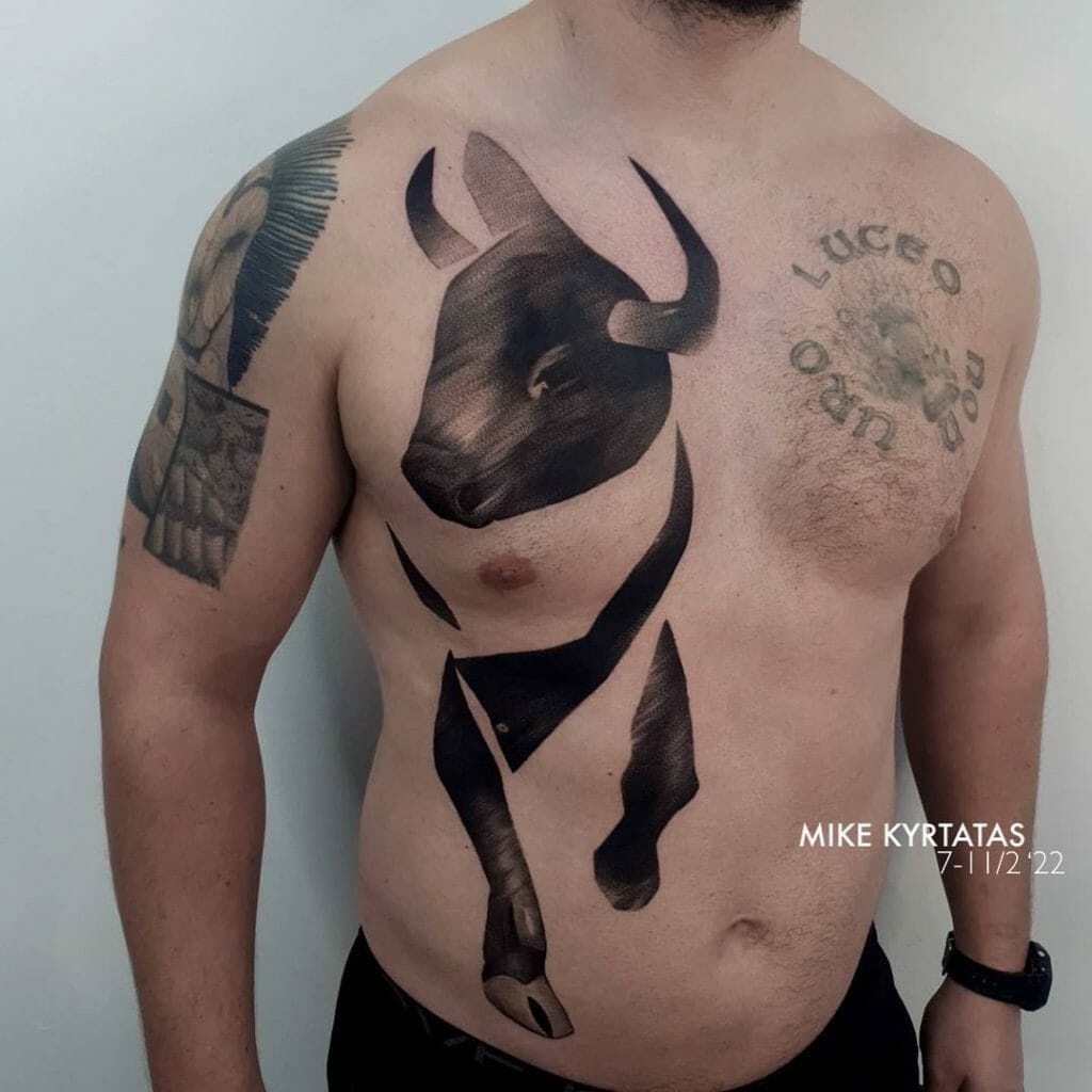Bull's Head Chest Tattoo Ideas