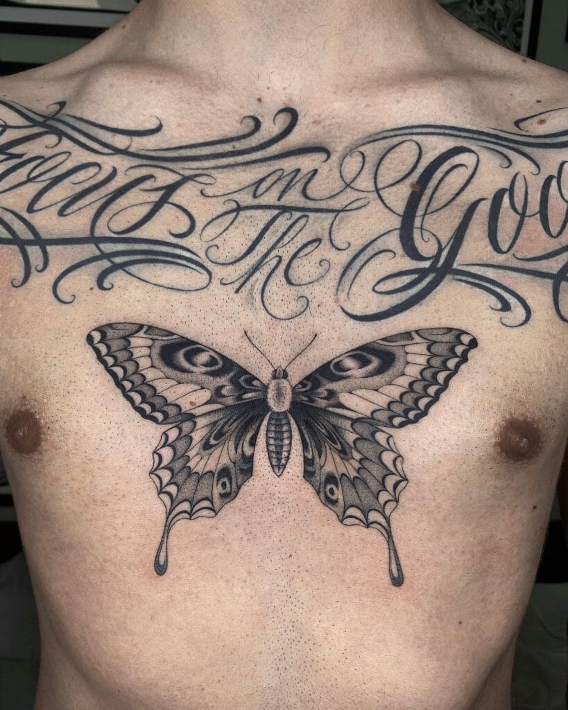 Butterfly Rib Tattoo Design For Men
