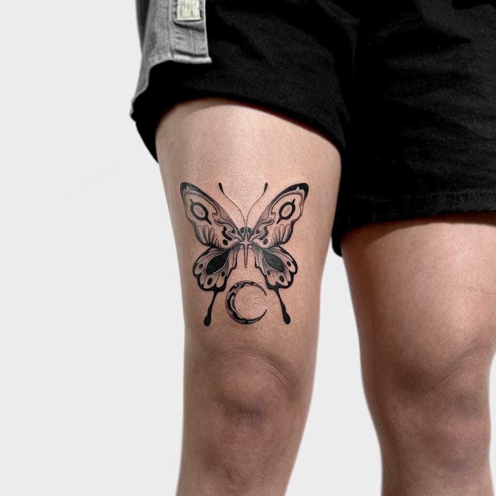 Butterfly Upper Thigh Tattoo