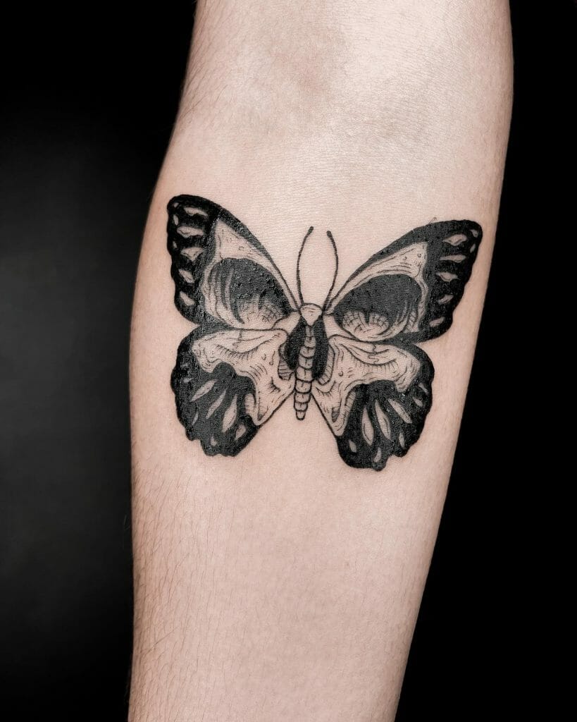 Butterfly With Skull Head Tattoo