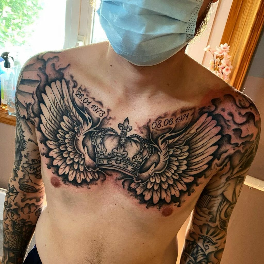 Chest Gangster King Crown Tattoo