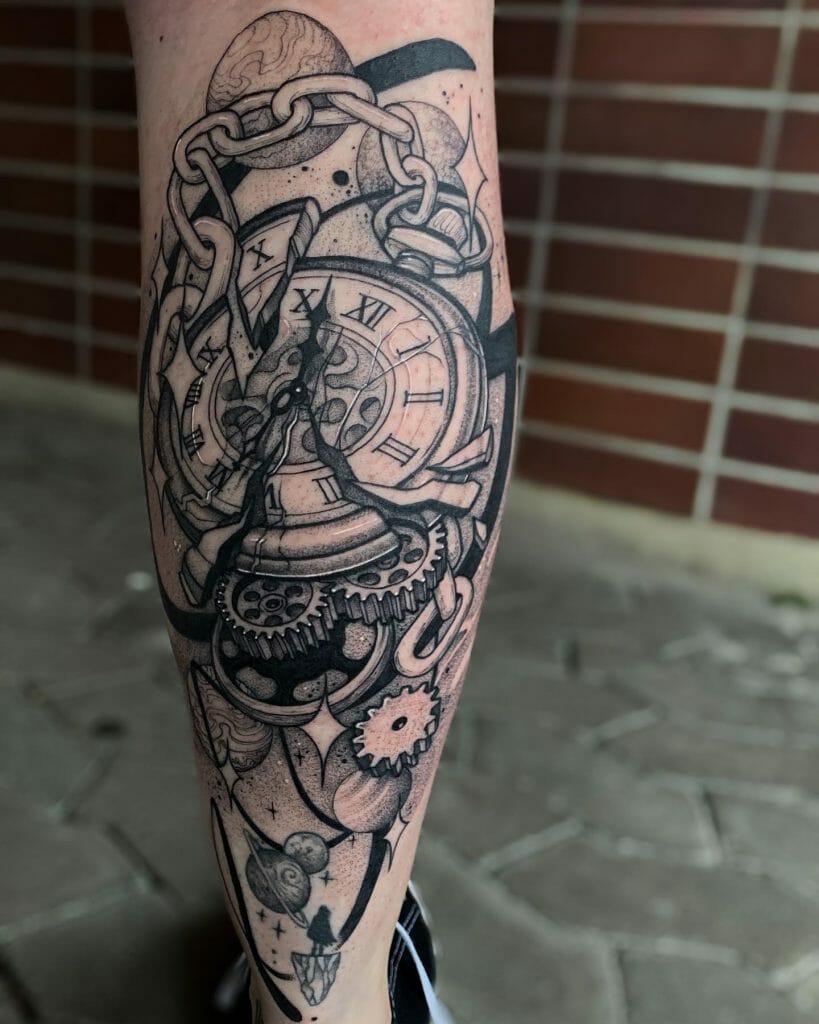 Clock Design Mechanical Tattoos