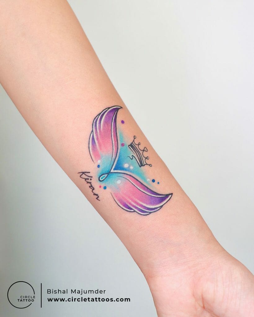 Colorful Distinct Style Angel Wing Tattoo