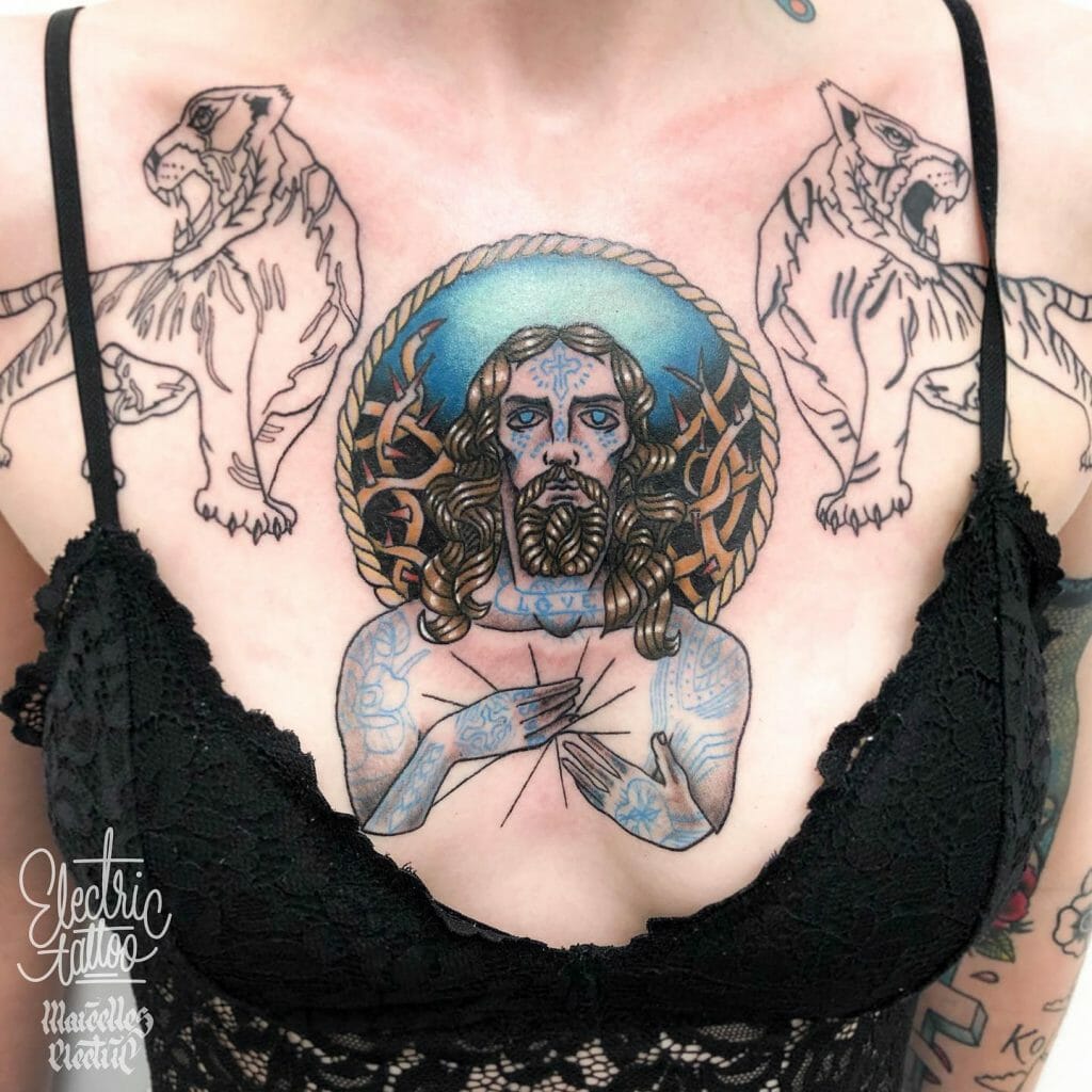 Colorful Jesus Tattoos For Women