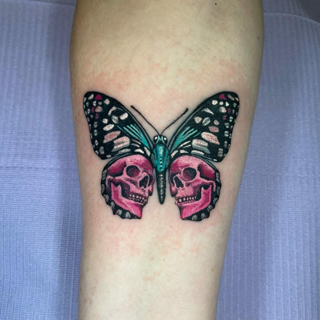 Colourful Butterfly Skull Tattoos