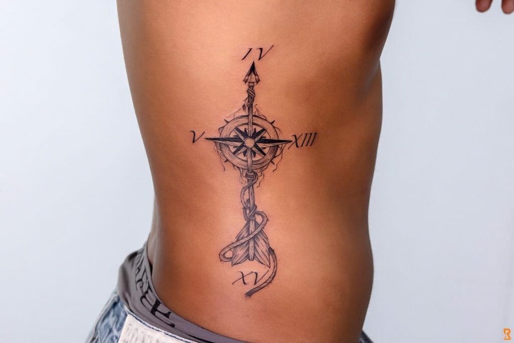 Compass With Roman Numeral Tattoos