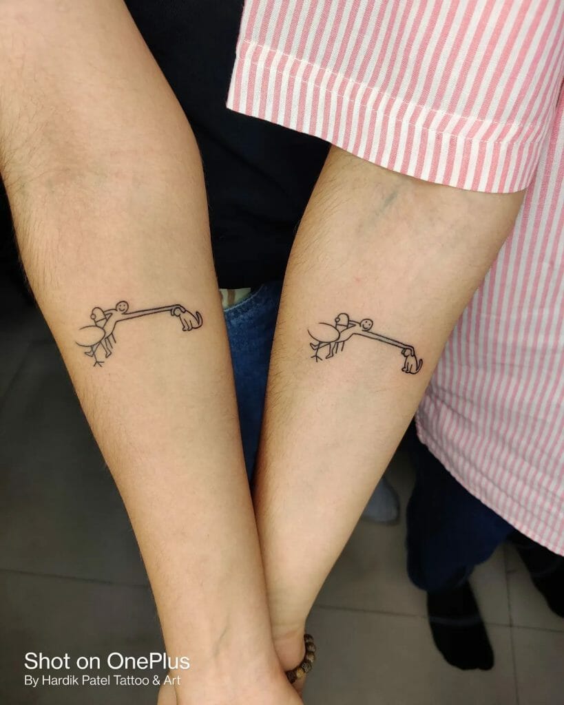 Couple Dog Outline Tattoo