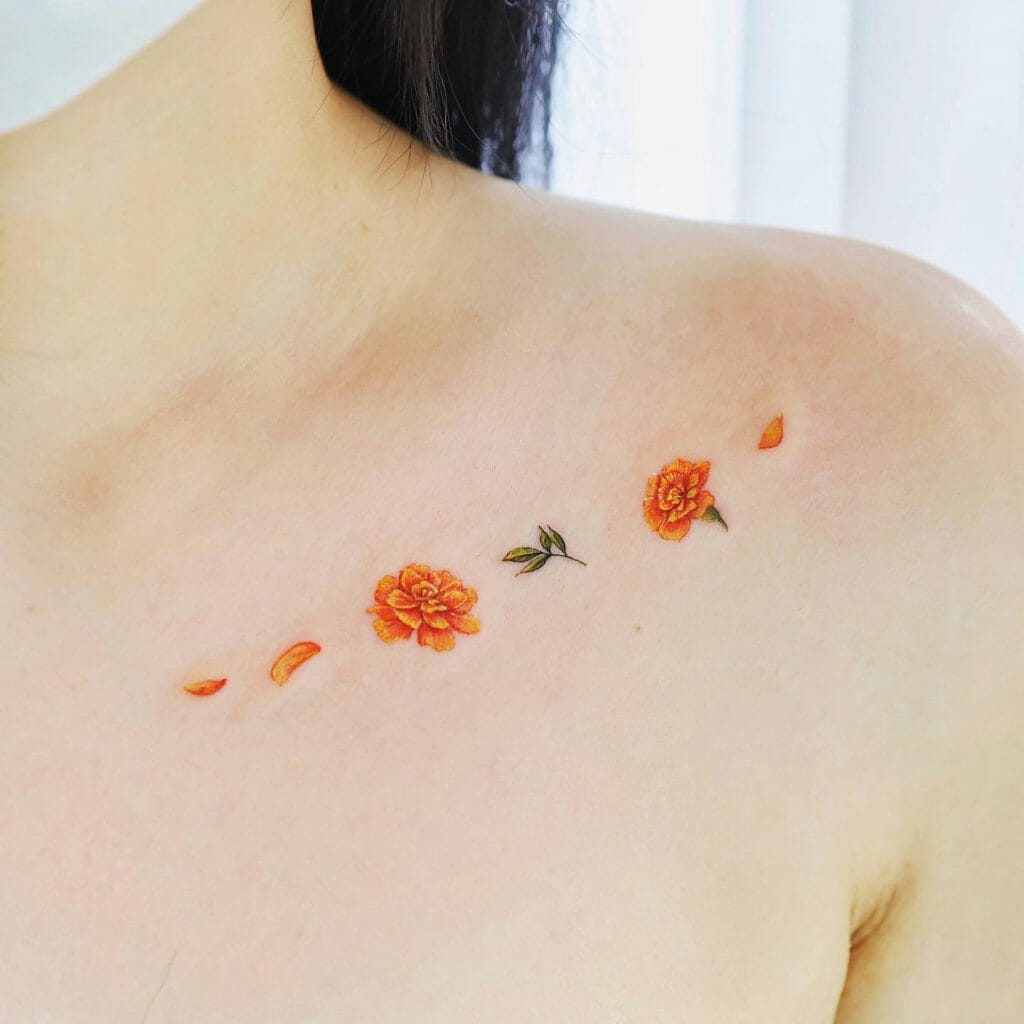 Creative And Unique Marigold Tattoo Designs For Women