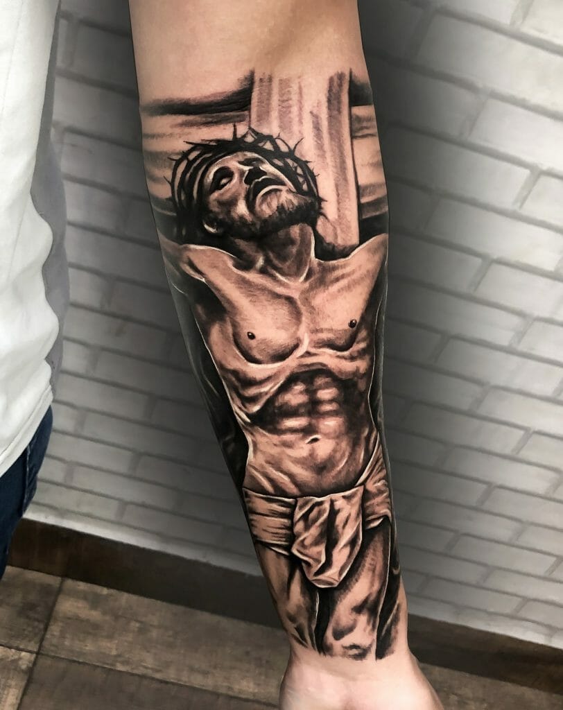 Crucified Jesus Tattoo Forearm