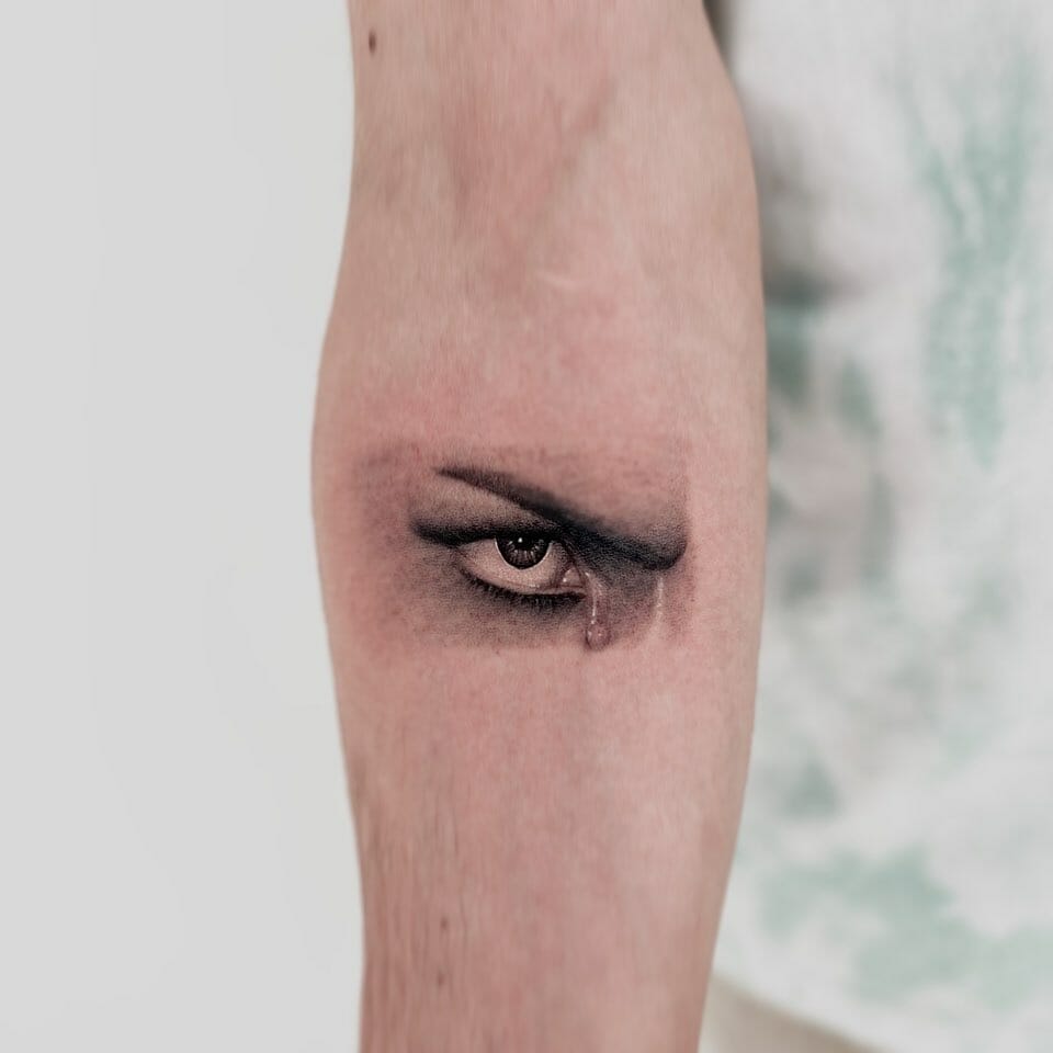 Crying Eye Tattoo in With Words ideas