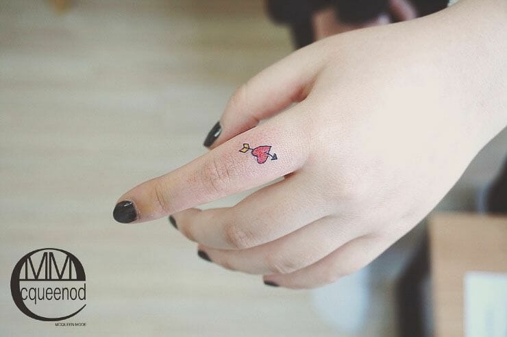 Cupid Heart Finger Tattoo