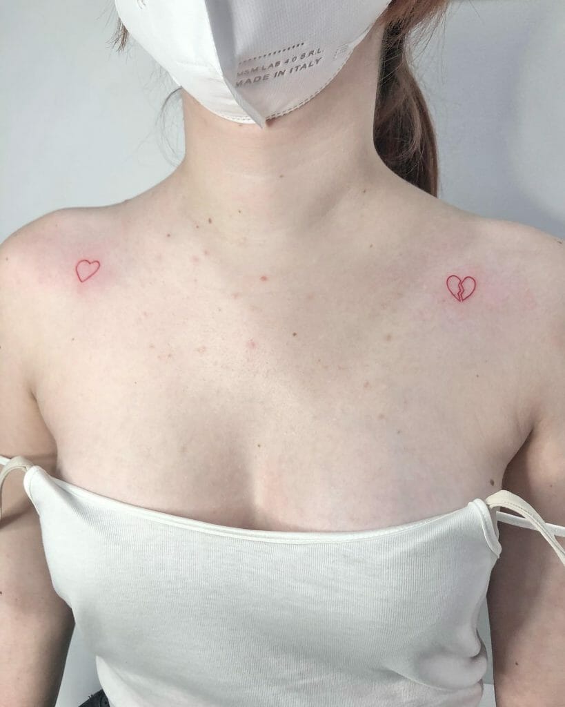 Cute Minimalist Broken Heart Tattoo With A Heart Shape Motif