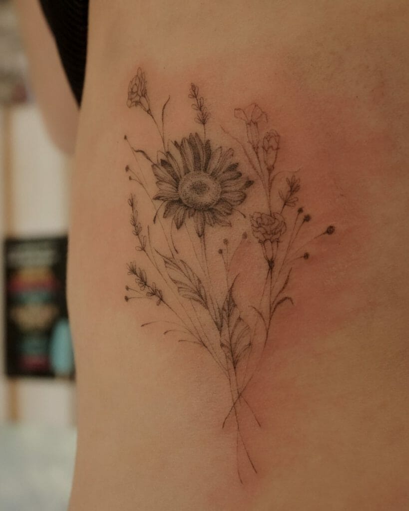 Dainty Sunflower Tattoo Designs