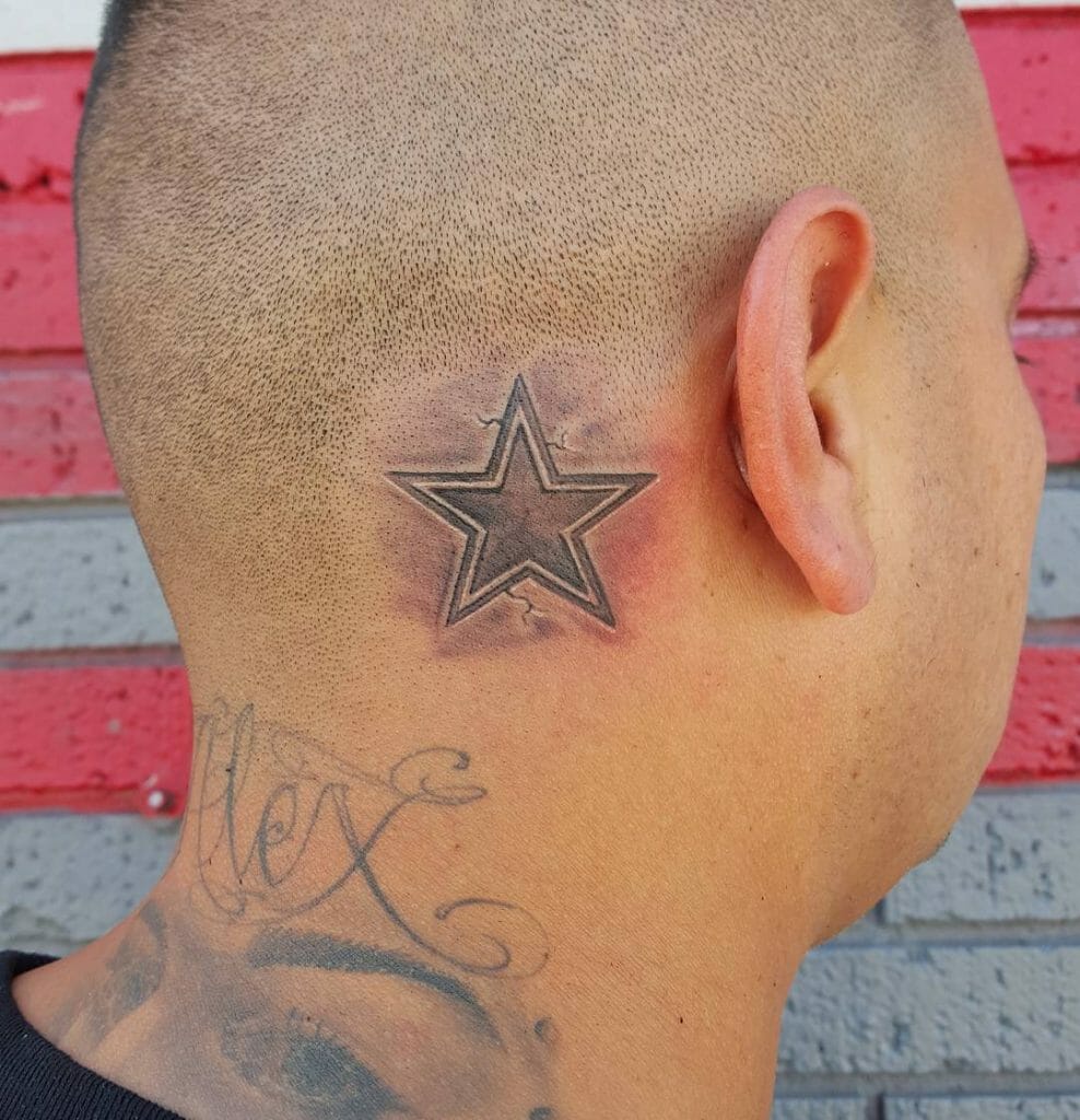 Dallas Cowboys Tattoo Behind The Ear