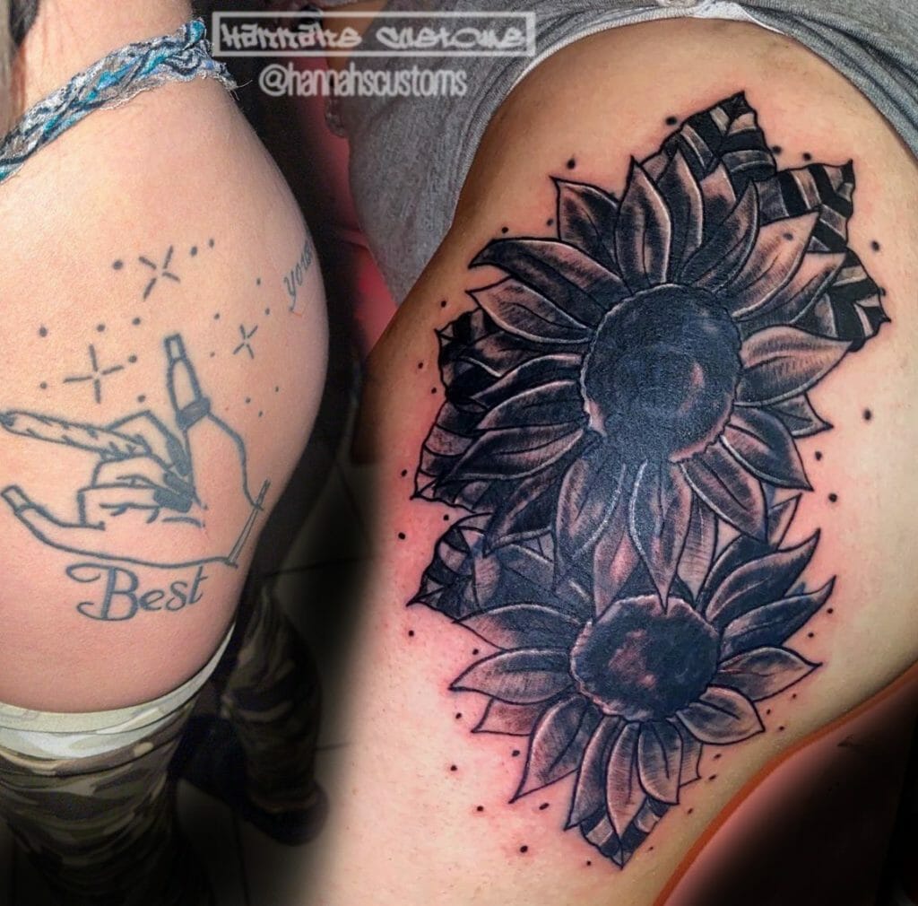 Dark Flower Tattoo Cover Ups