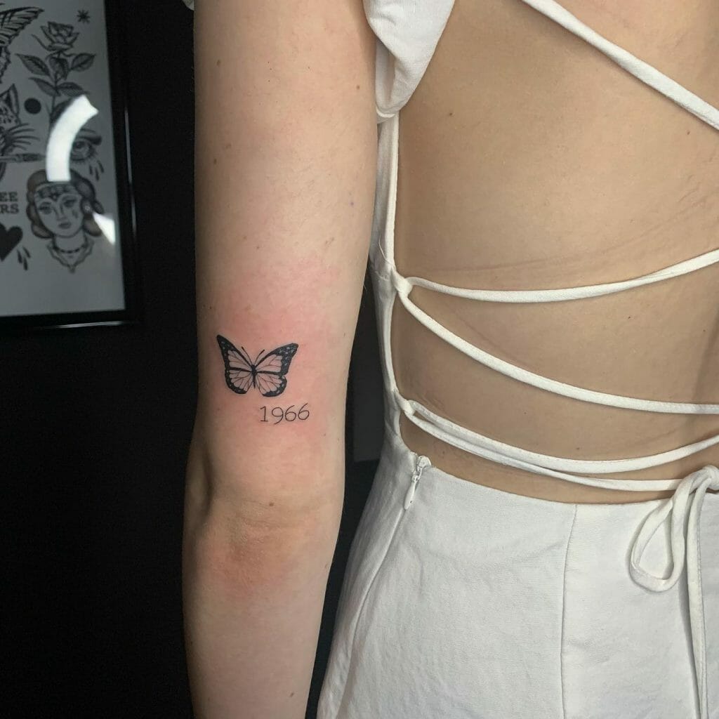 Date Tattoos On Forearm With Butterfly
