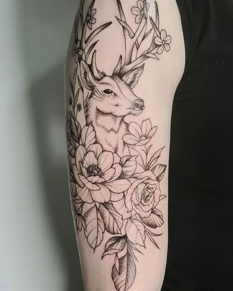 Deer Half Sleeve Tattoo