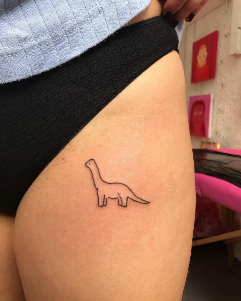 Dinosaur Thigh Tattoo