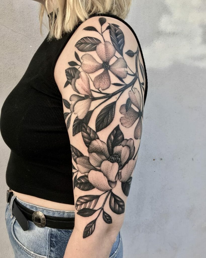 Dogwood Floral Arm Tattoos