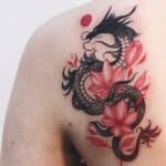 Dragon Tattoo With Flowers