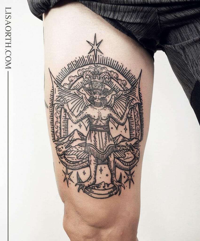 Esoteric Thigh Tattoo For Men