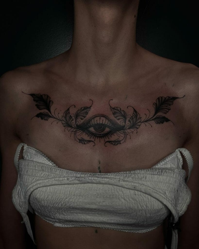 Eye With Vines Ancient Cultures Chest Tattoo