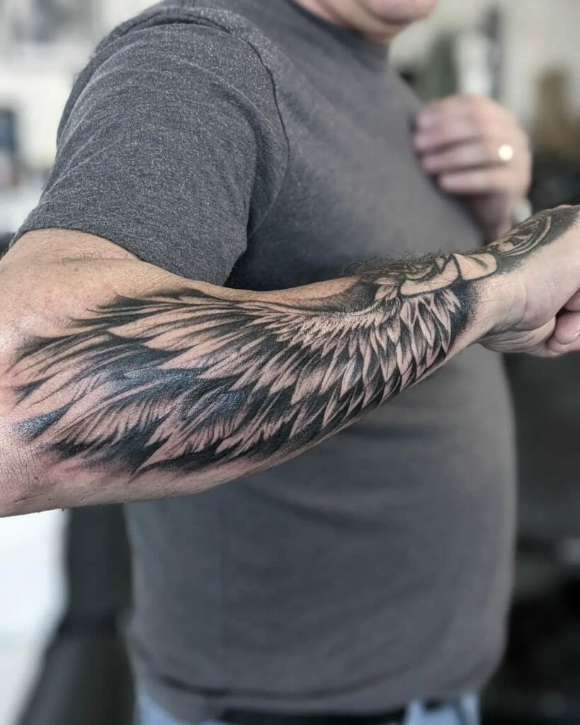 Feathered Angel Wings Tattoo