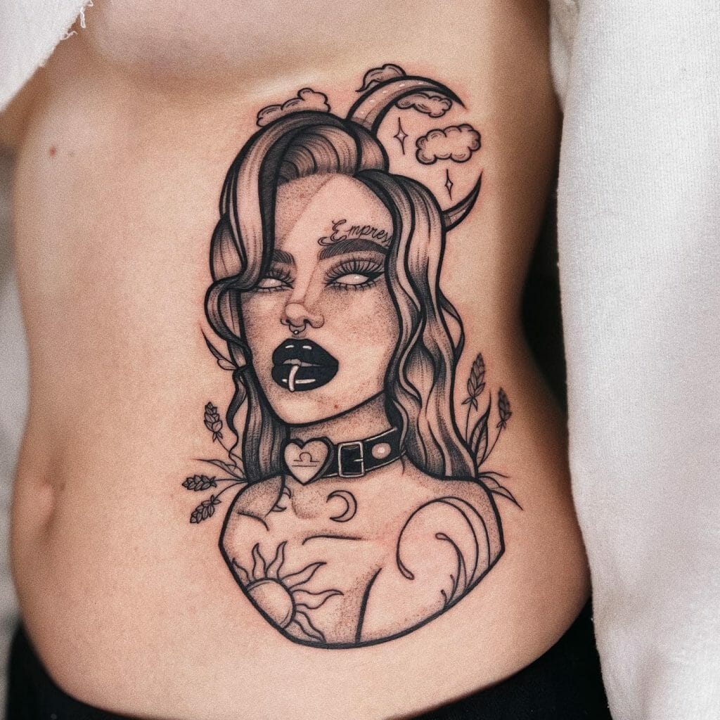 Feminine Libra Tattoo With Woman