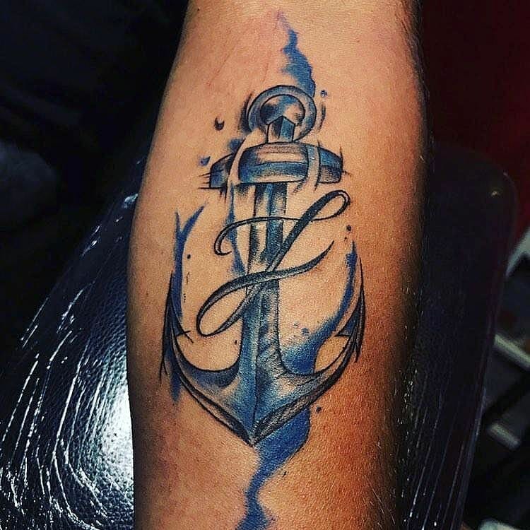 Fierce Anchor J Letter Tattoo Design