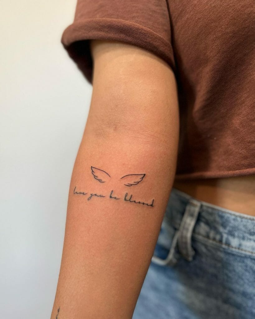 Fine Line Small Angel Wing Tattoos