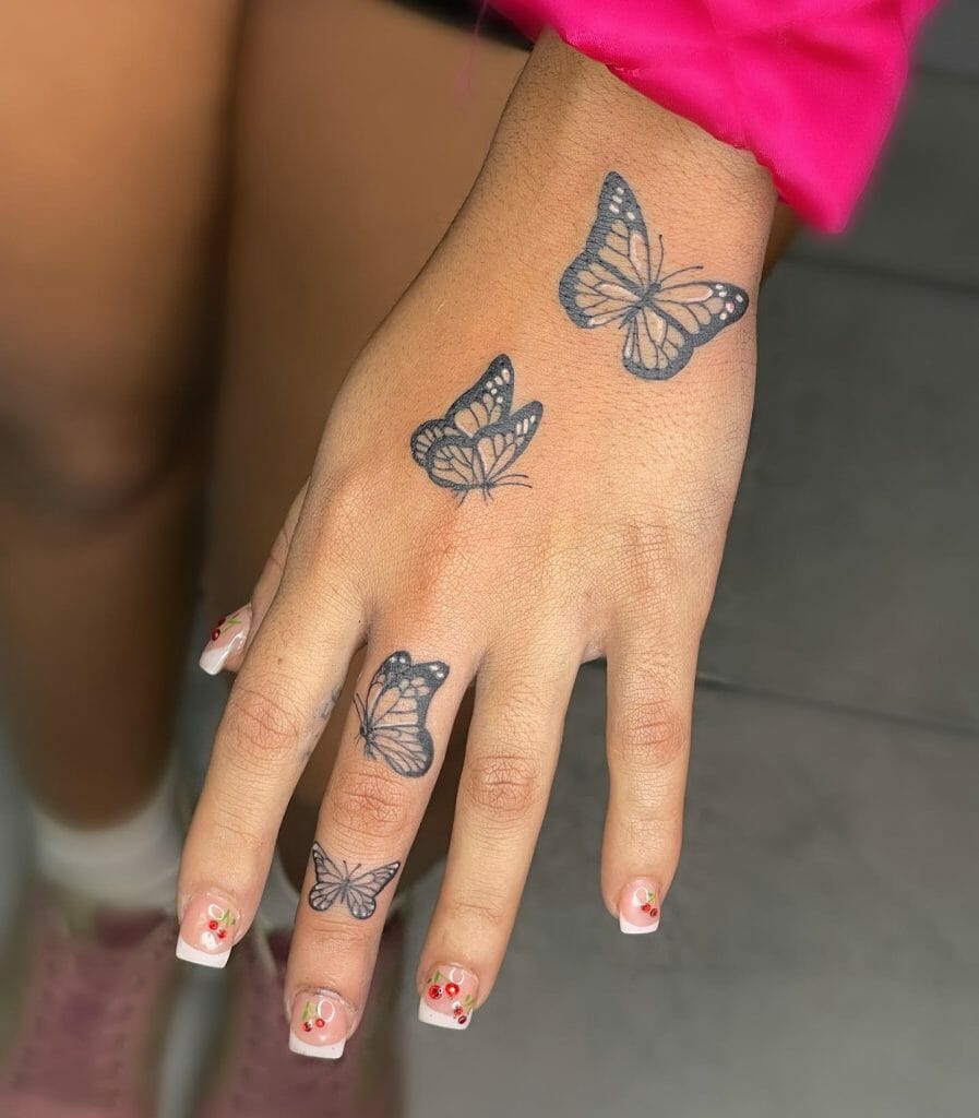 Finger Butterfly Tattoo
