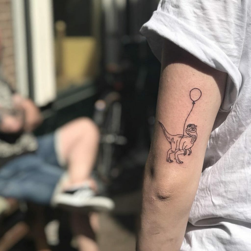 Floating Dinosaur With A Balloon Tattoo