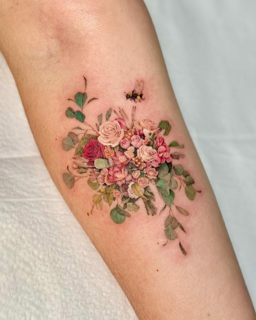 Floral Bouquet Arm Tattoo