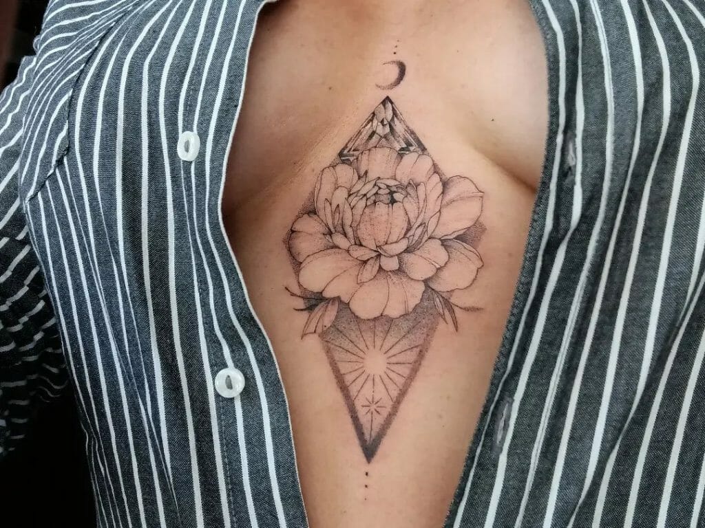 Floral Sternum Tattoo Ideas