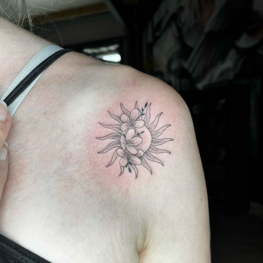 Floral Sun Tattoo Design