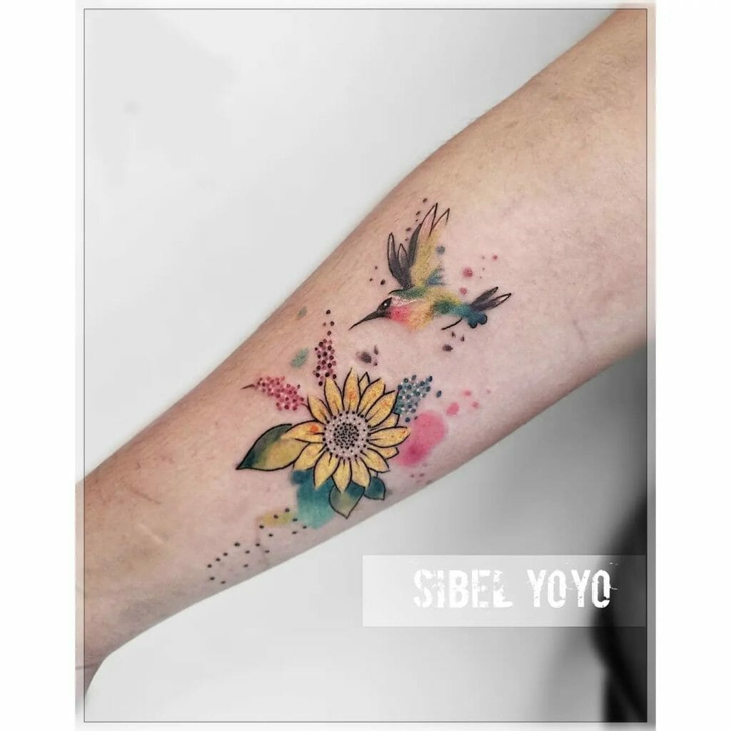Flower Hummingbird Tattoo