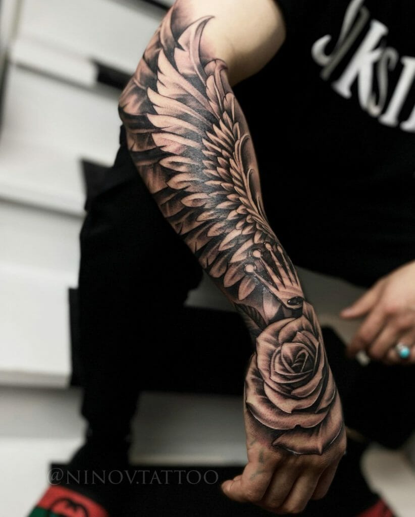 Flowing Wing Forearm Tattoo