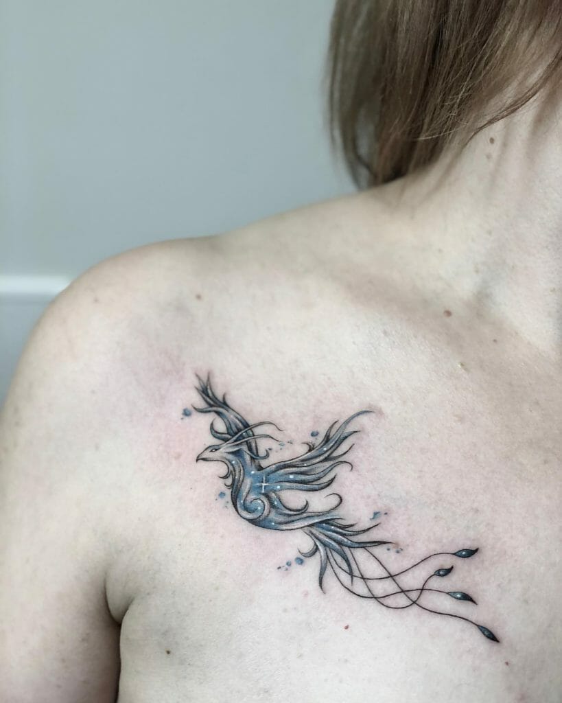 Flying Blue Phoenix Tattoos