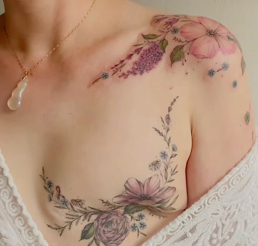 Full Bloom Mastectomy Tattoos