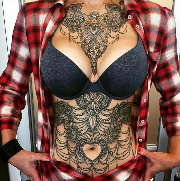 Full Cover Under Breast Tattoo