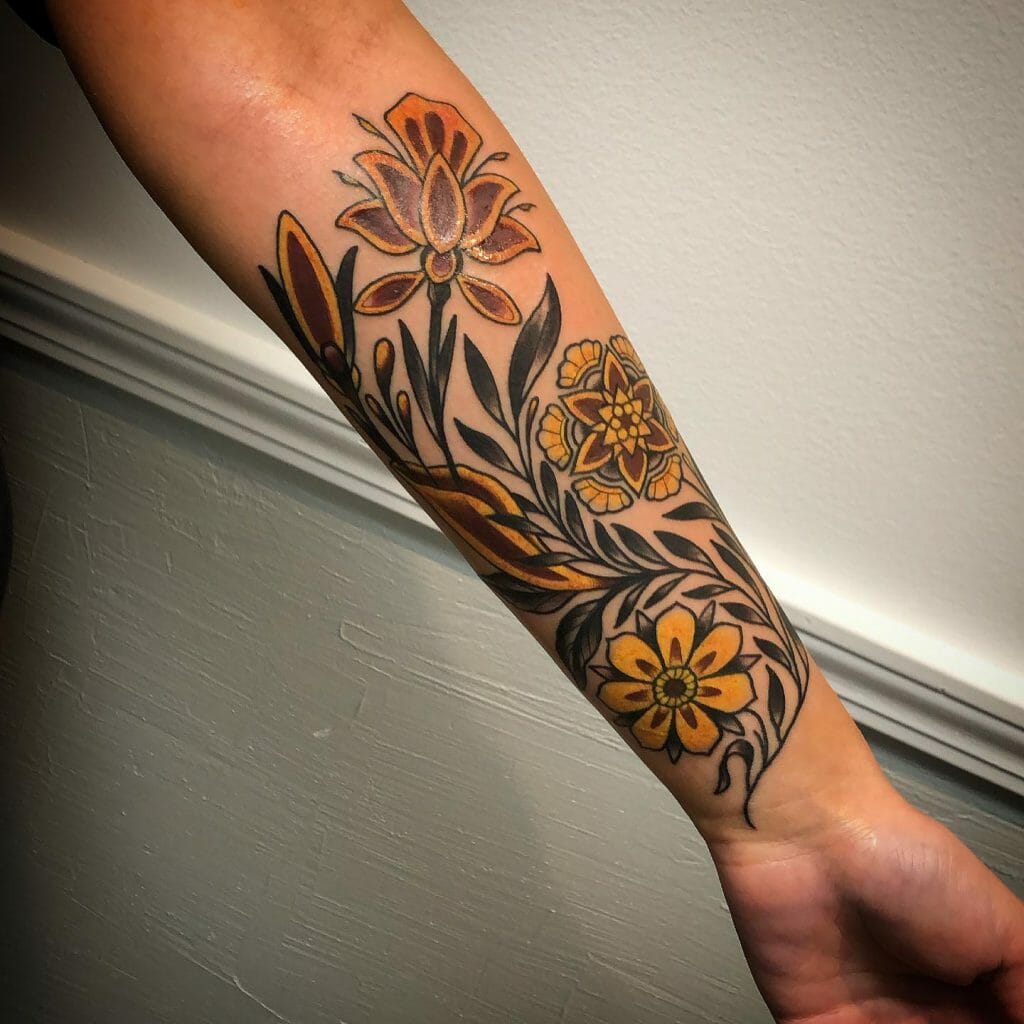 Geometric flower tattoo