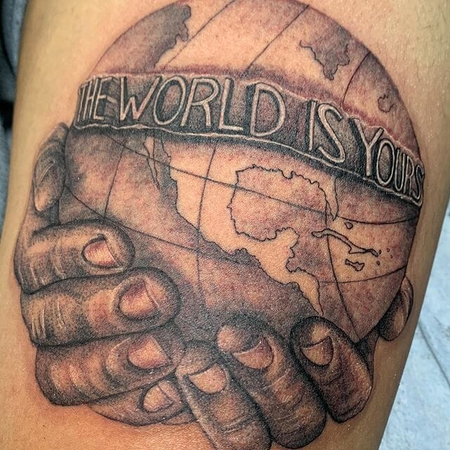 Globe on Hand Tattoo