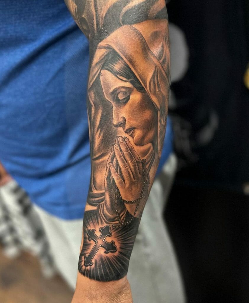 Half Sleeve Virgin Mary Tattoos