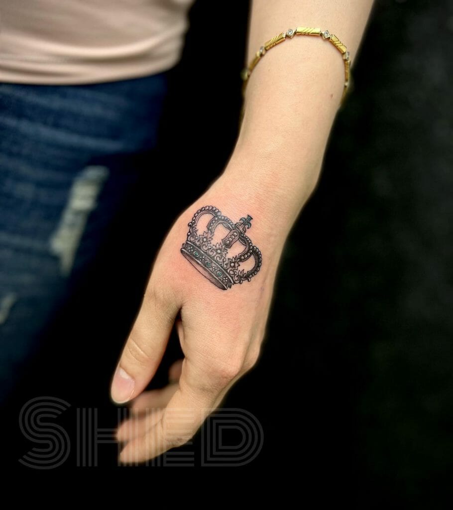 Hand Gangster King Crown Tattoo